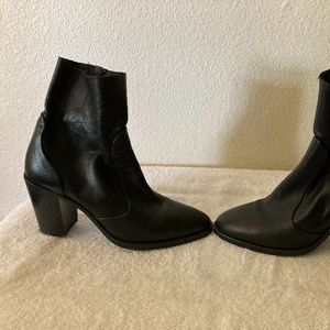 Topshop Magnificent Black Leather Ankle Sock Boots
